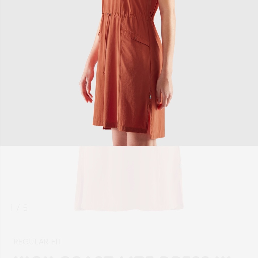 Fjallraven Orange Short Sleeve Drawstring Waist Dress - Picture 4 of 5